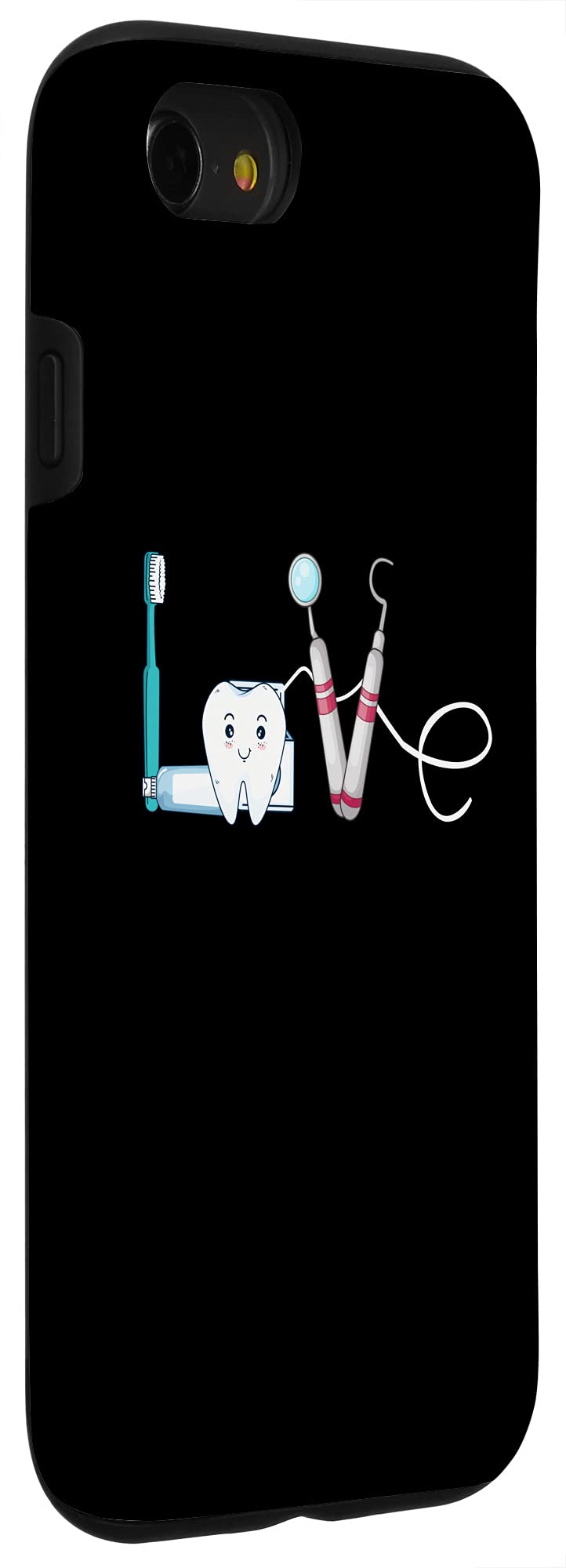Funny Dentist Love Dental Hygienist Phone Case for iPhone SE (2020) / 7 / 8 - Perfect Gift for Dental Professionals & Teeth Orthodontics Fans - Great for Work, School & Daily Use