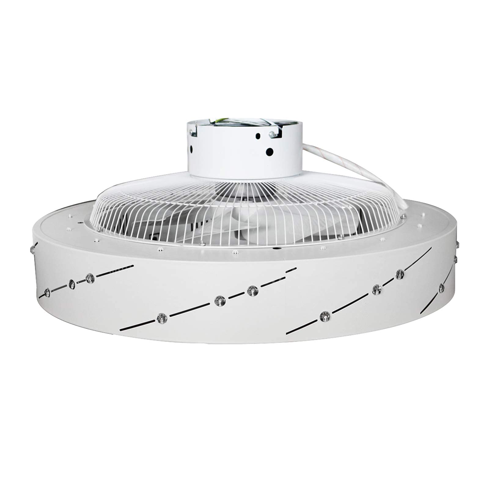 21.6 Inch Modern LED Ceiling Fan with Light - 32W Remote Control, Dimmable, Timer Function, Low Profile Enclosed Design - Perfect for Living Room, Bedroom & Home Office (White)