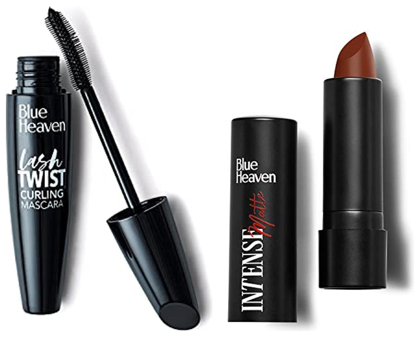 Blue Heaven Lash Twist Volumizing Mascara - Black (12ml) & Intense Matte Lipstick - Chocolate Swirl #307 (4g) | Waterproof Eyelash Enhancer & Long-Lasting Lip Color for Day & Night Makeup Looks