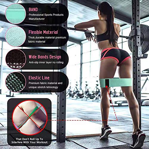 Premium Non-Slip Fabric Resistance Bands Set of 3 - Thick Wide Elastic Exercise Bands for Legs, Butt, Squat, Glute, Hip & Thigh Workouts - Perfect for Home Gym, Yoga, Pilates & Fitness Training