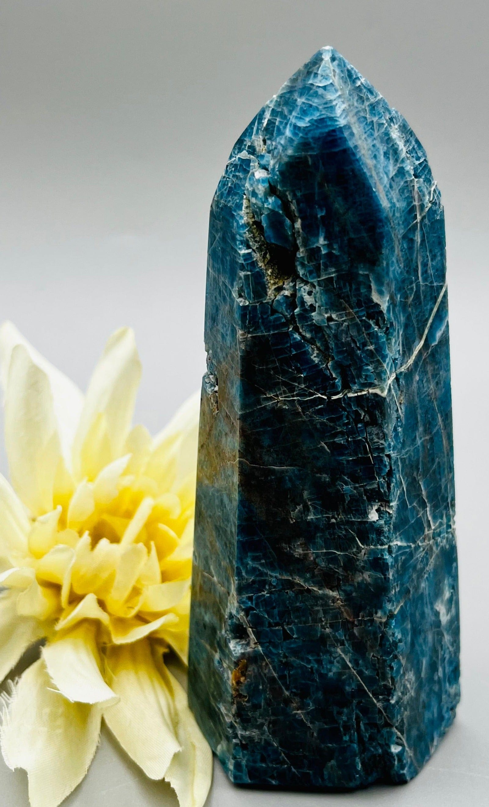 Blue Apatite Crystal Tower - Natural Healing Stone for Meditation, Chakra Balancing & Home Decor | Perfect for Spiritual Healing, Energy Work & Office Desk Display