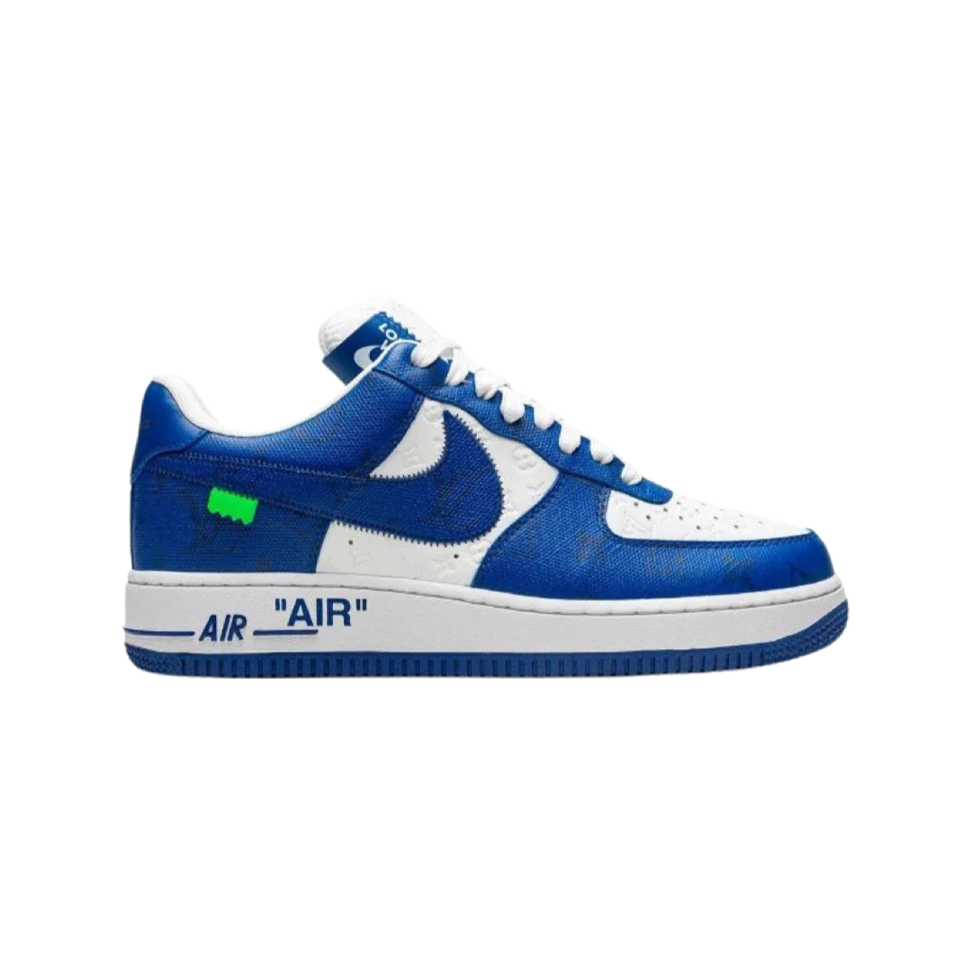 Authentic Louis Vuitton x Off-White Air Force 1 Low Sneakers Royal Blue & White by Virgil Abloh - Limited Edition Luxury Streetwear for Men's Fashion & Sneaker Collectors