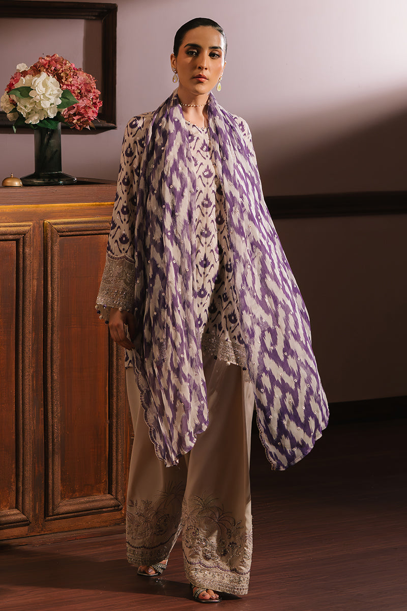 Lavender Luxe 3-Piece Silk Embroidered Suit Set for Women - Elegant Formal Wear for Weddings, Parties & Special Occasions