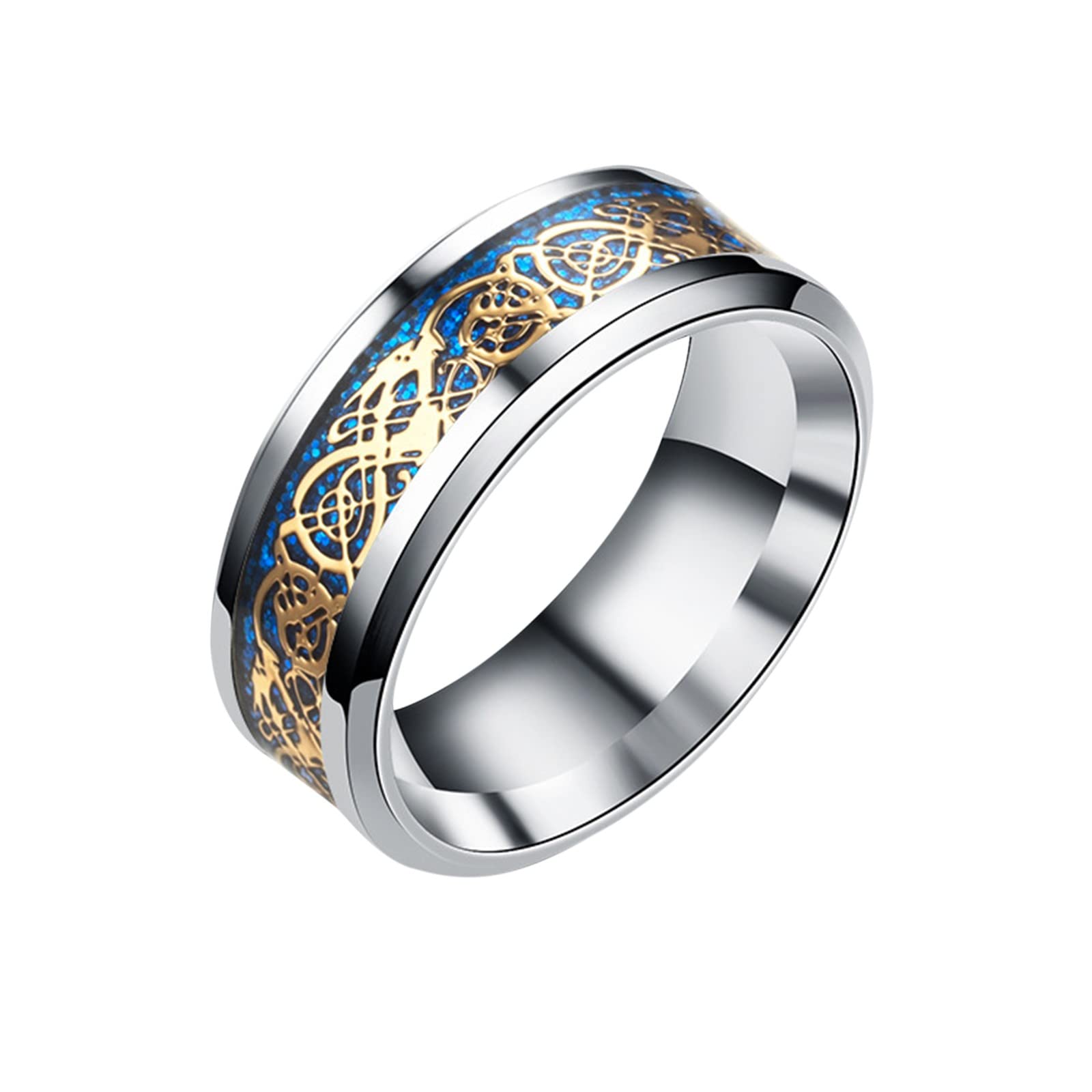 Stylish Preppy Dragon Ring - Stainless Steel & Titanium Men's Jewelry with Silver & Gold Finish - Perfect for Gifts, Parties & Gothic Fashion (Gold #2, Size 7)
