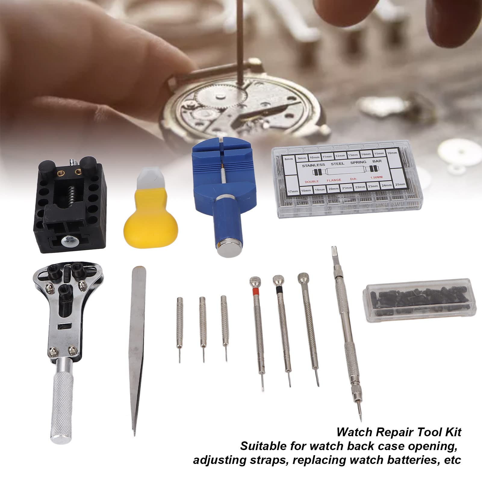 514Pcs Complete Watch Repair Kit with Case Opener, Battery Replacement Tools & Spring Tool - Professional Watch Band Link Pin Tool Set in Carrying Case | Perfect for Watchmakers, DIY Enthusiasts & Jewelry Repair
