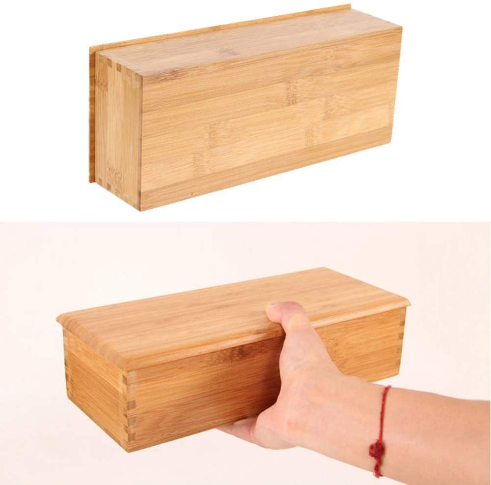 Premium Wooden Double Grid Storage Box - Bamboo Cutlery Organizer for Tableware, Chopsticks & Spoons with Lid - Perfect for Kitchen, Dining Room & Picnic Organization