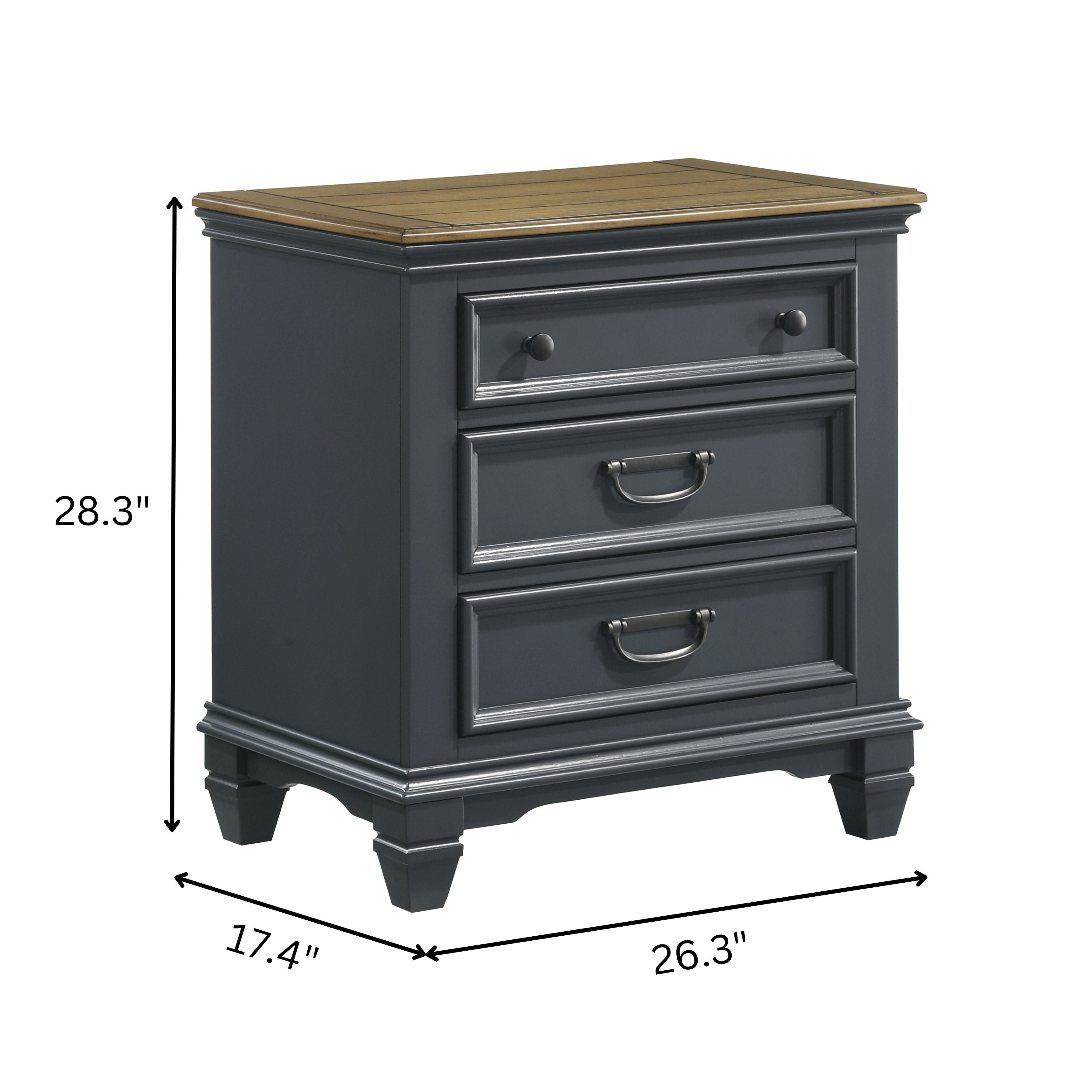 Roundhill Furniture Clelane Wood Bedroom Set with Shiplap Panel Bed - Queen Size, Slate Blue Finish - Modern Farmhouse Bedroom Decor for Master & Guest Rooms