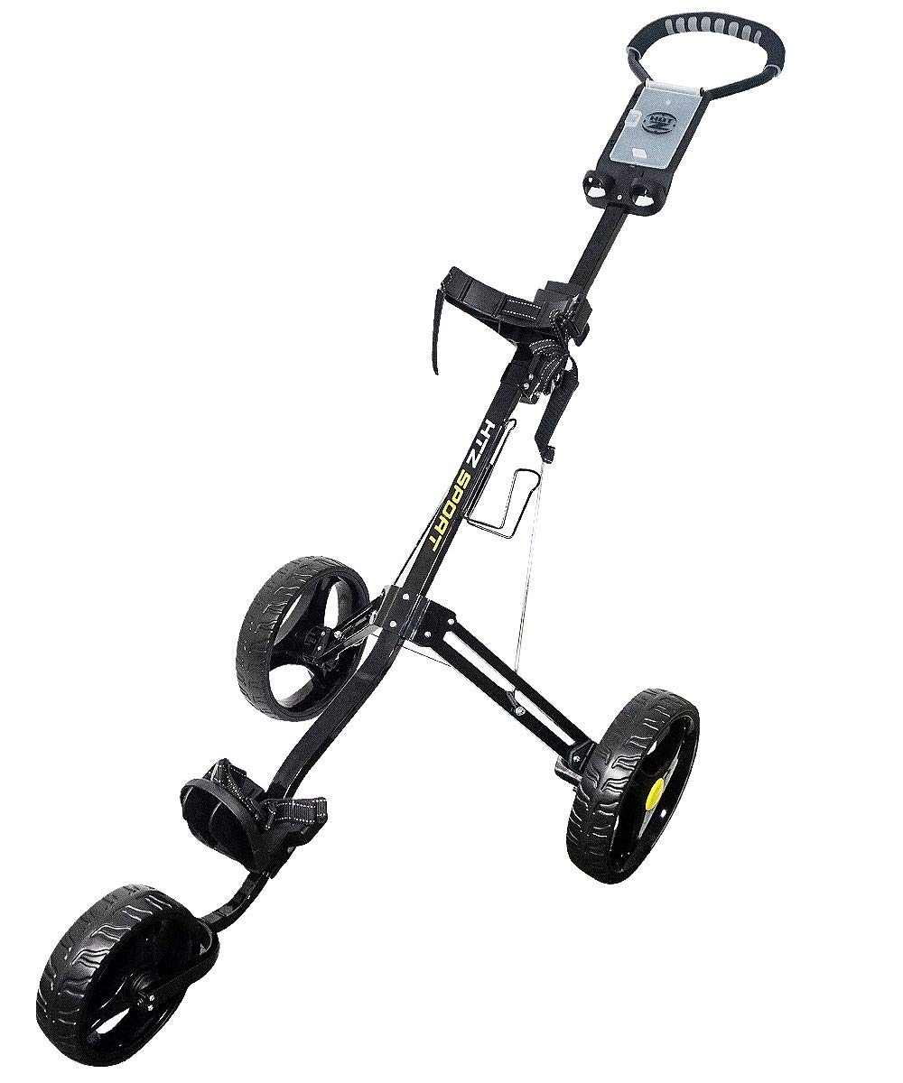 Hot-Z Golf Sport 3 Wheel Push Cart - Lightweight Folding Golf Caddy with Storage Bag | Perfect for Golf Courses, Driving Range & Outdoor Sports