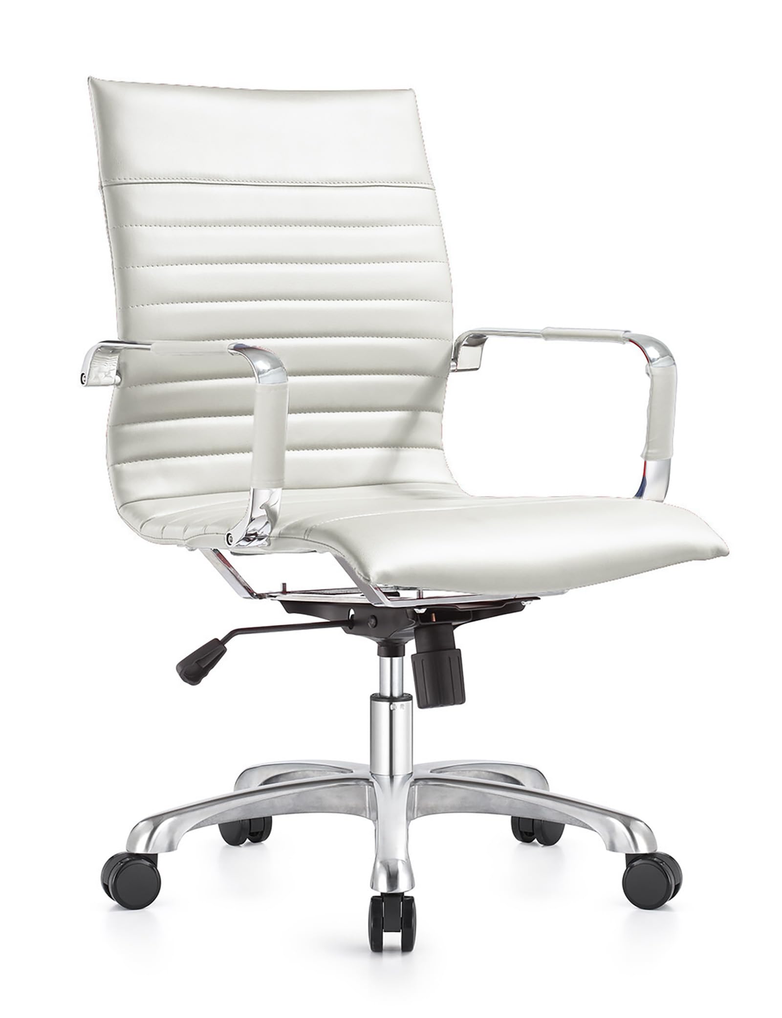 LeisureMod Harris Office Chair - Ergonomic Executive Desk Chair with Adjustable Height & Lumbar Support - White - Perfect for Home Office, Gaming & Workspace