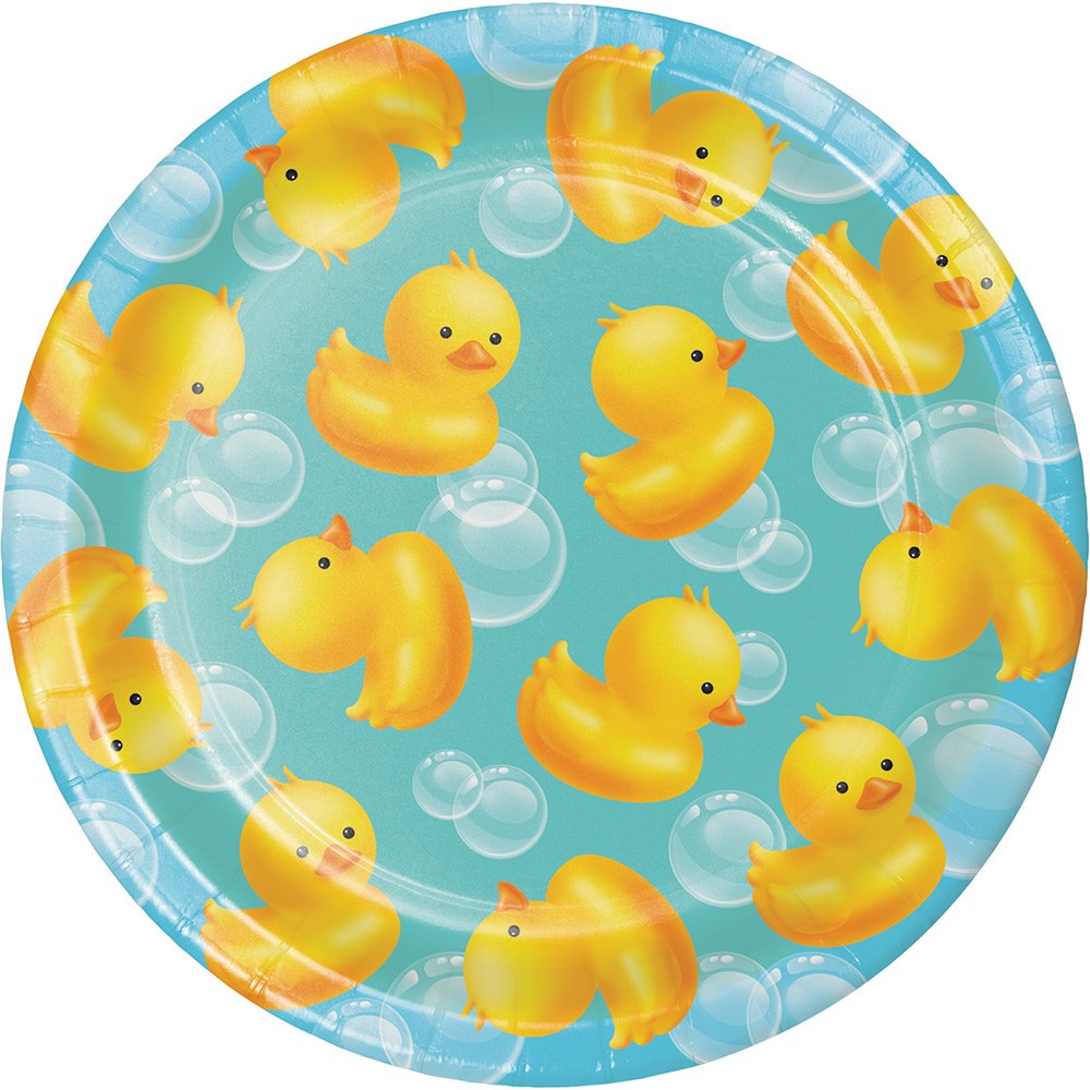 Creative Converting Bubble Bath Dessert Plates - 12 Pack Colorful Plastic Party Plates for Birthday, Baby Shower & Spa Theme Events - Perfect for Bubble Bath Themed Decorations and Dessert Serving