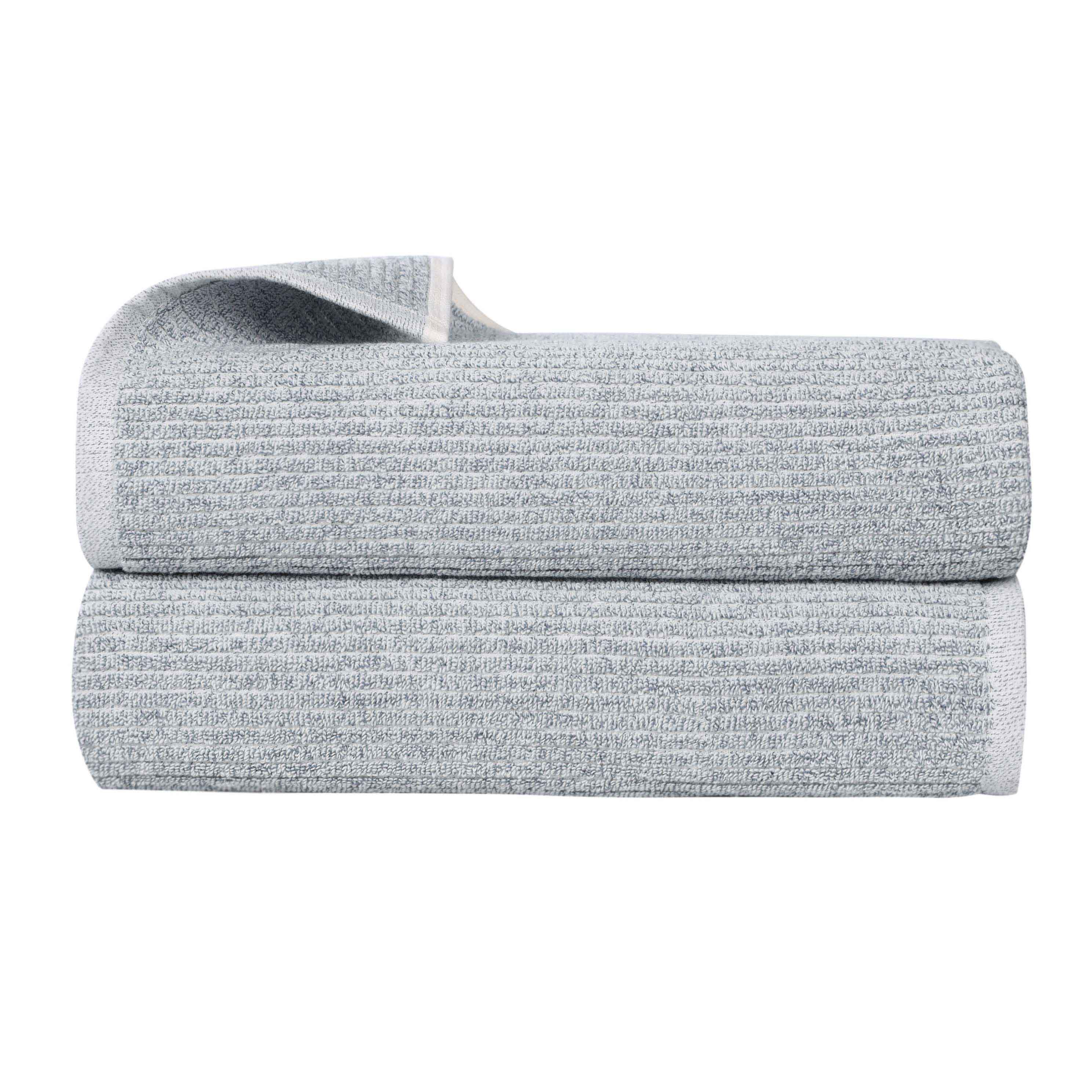 Premium Destin Cotton Blend Bath Towels Set of 2 - Ultra Soft & Absorbent Ribbed Design Bath Sheets for Spa, Gym & Luxury Home Use
