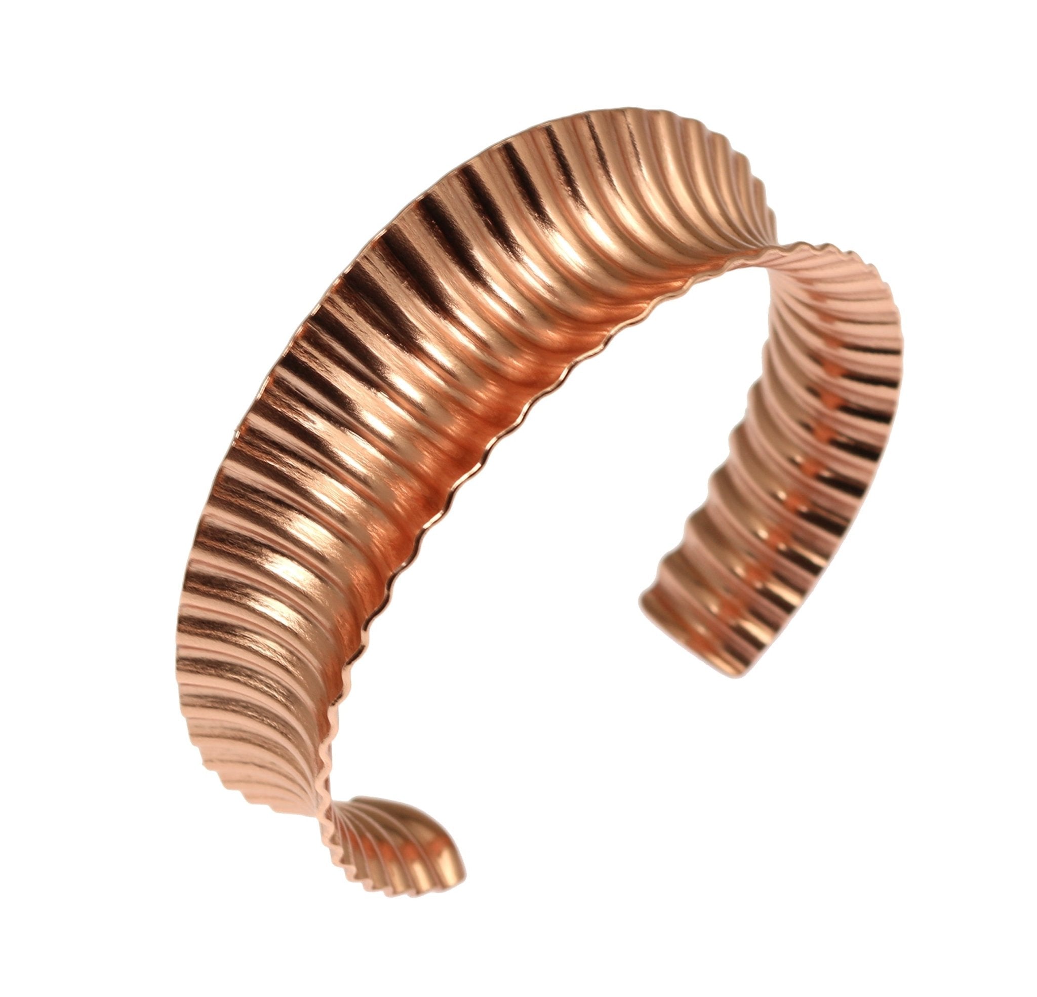 Handmade Corrugated Copper Anticlastic Tapered Cuff Bracelet - Elegant Boho Jewelry for Women, Perfect for Weddings, Parties & Everyday Wear