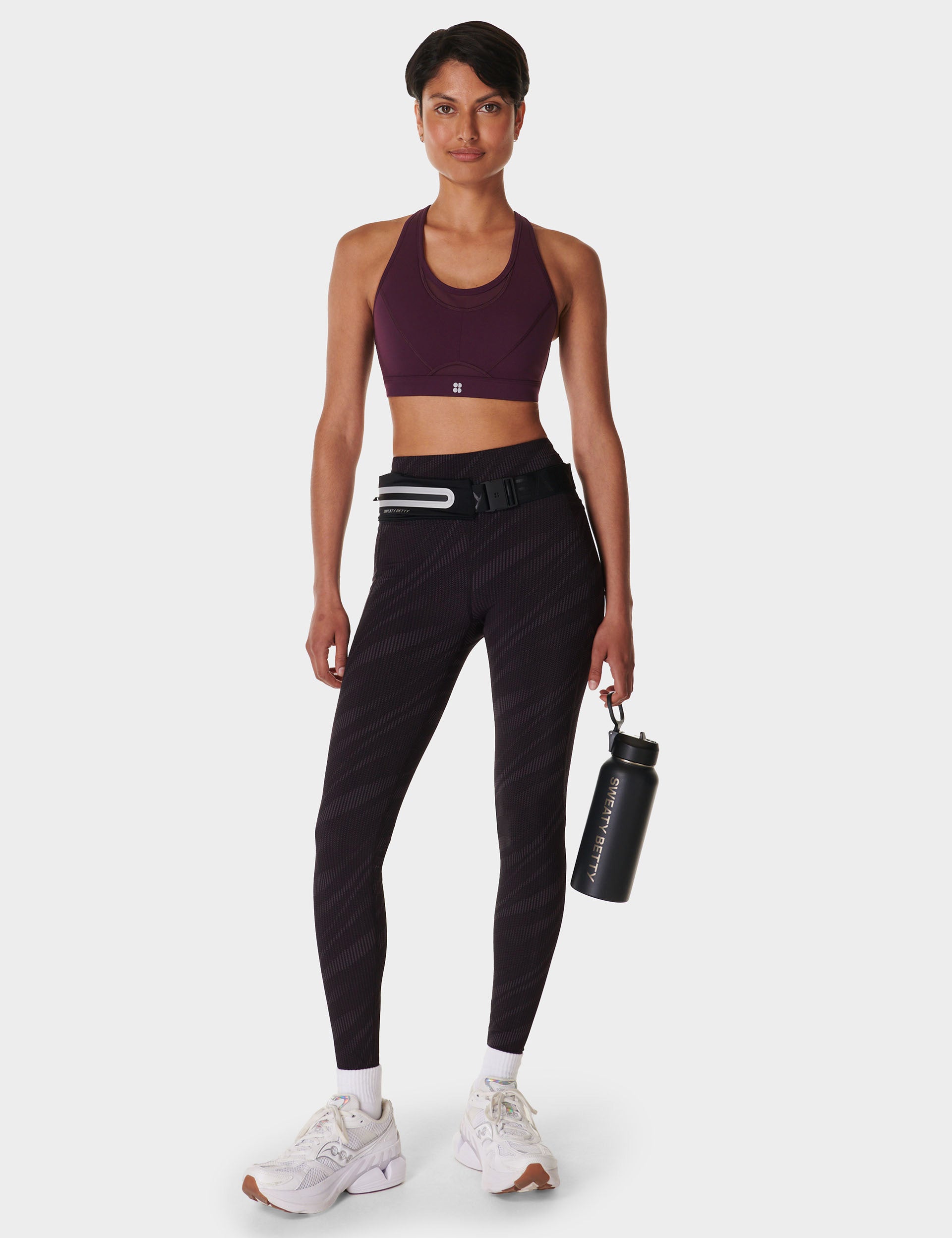 Power Icon Running Bra for Women - High Support Sports Bra, Midnight Cherry Purple - Perfect for Running, Yoga, Gym & High-Intensity Workouts