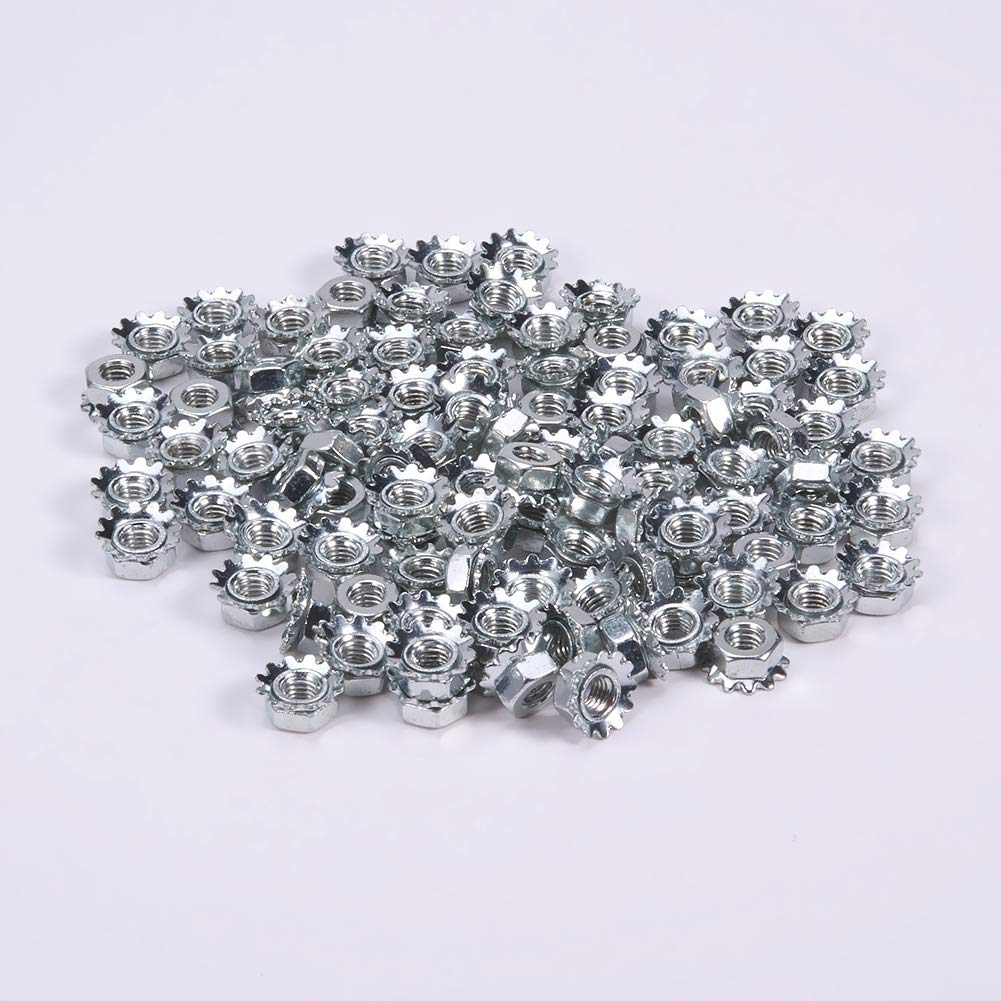 MroMax M3 K-Lock Nuts - 100Pcs Silver Zinc Plated Carbon Steel Keps Lock Nuts for Hardware Fastening | Durable Machine, Furniture & Appliance Fasteners | Perfect for DIY Projects, Automotive Repairs & Industrial Assembly