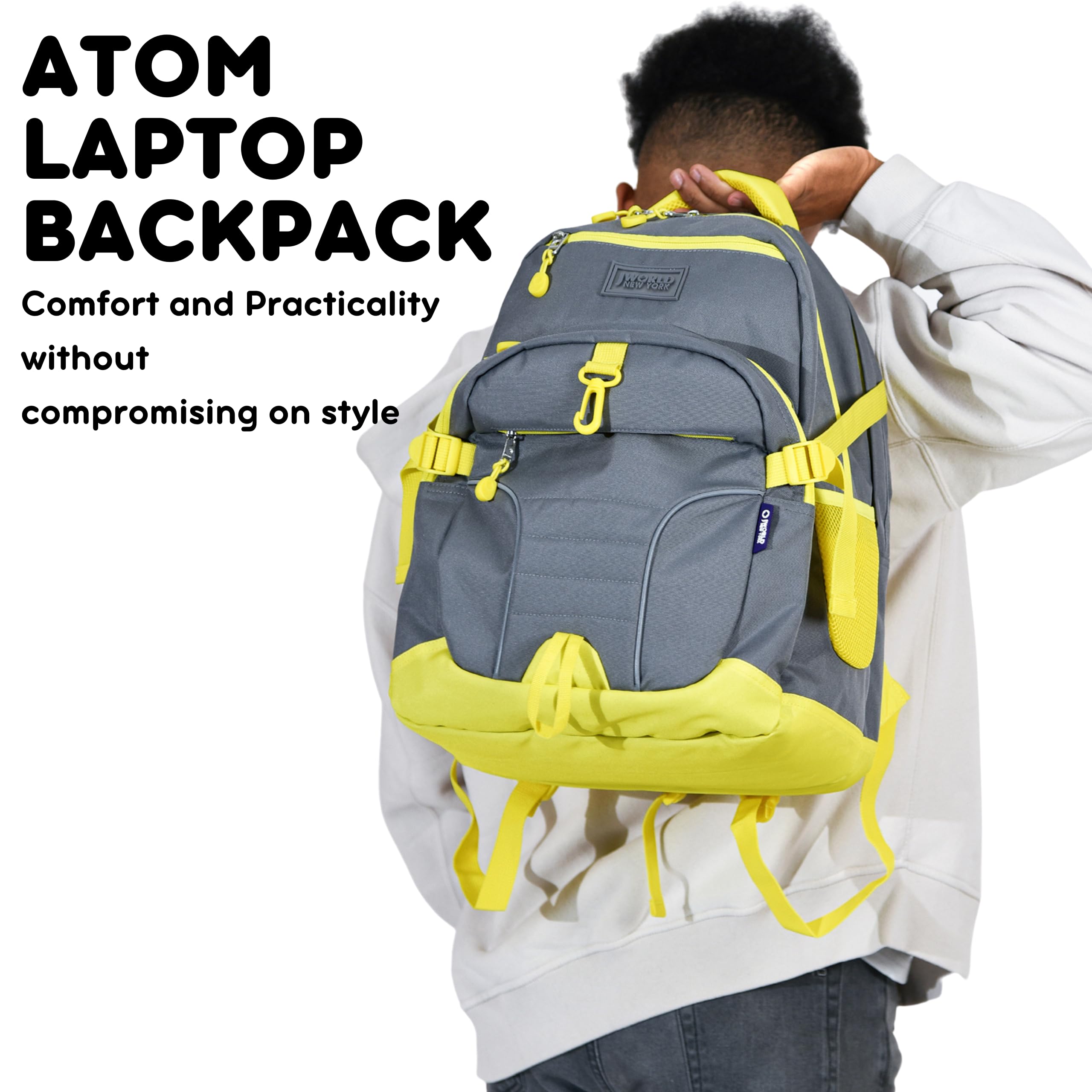 J World New York Atom Multi-Compartment Laptop Backpack with Storage Cubes, 18.5
