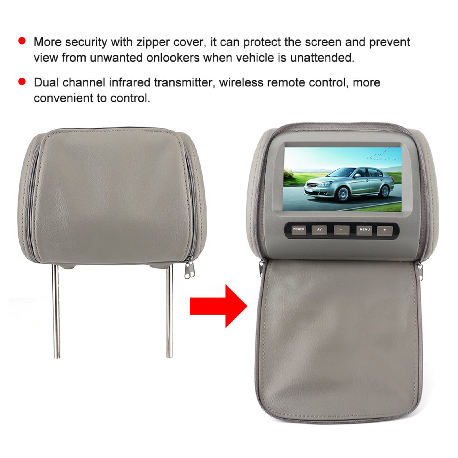 Dual 7-inch HD LCD Portable Car Headrest DVD Player with USB/SD/TV Support & Remote Control - Perfect for Long Road Trips & Family Travel Entertainment