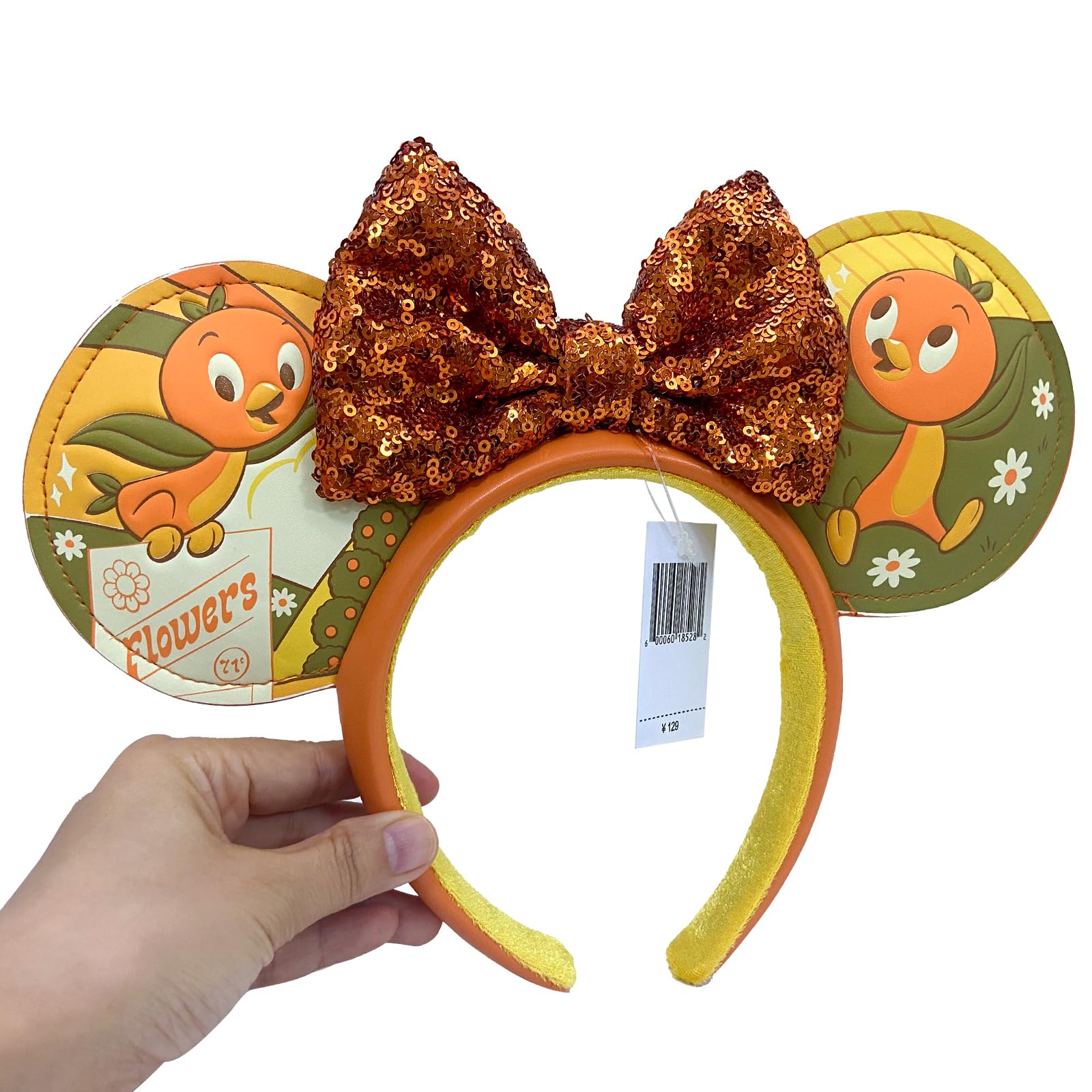 Disney-Inspired Mouse Ear Headbands with Bow & Flower - Elegant Garden Orange Bird Ear Headband for Girls & Women | Perfect for Halloween, Christmas, Cosplay, Princess Parties & Theme Park Visits