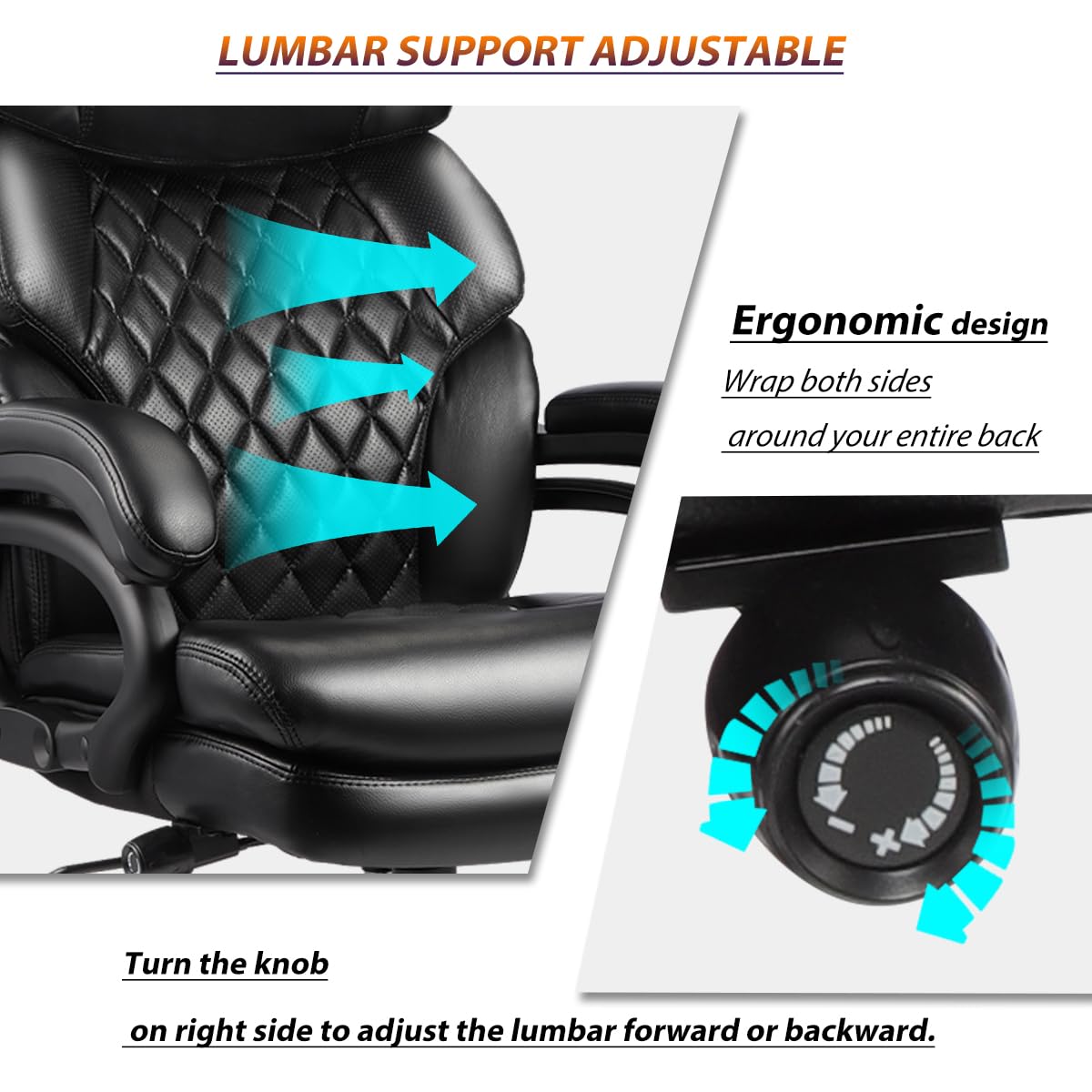 500lbs Heavy Duty Big and Tall Office Chair - Executive Ergonomic Computer Desk Chair with 360° Swivel & Large Casters for Heavy People - Oversized Home Office Chair (Black) - Perfect for Large Workspaces, Gaming Setups & Professional Environments