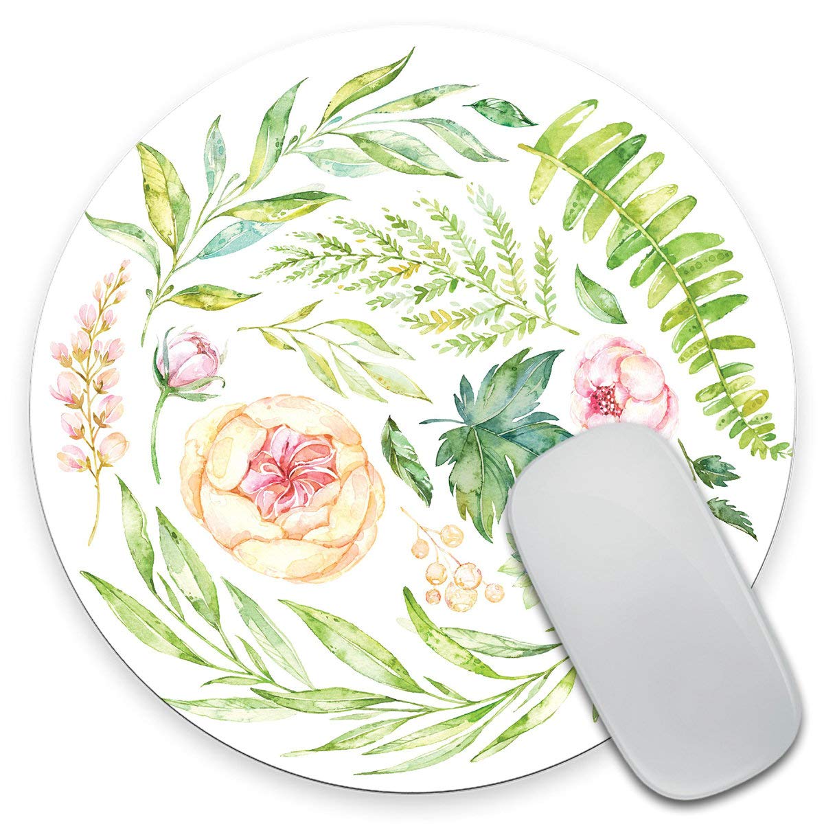 Watercolor Floral Round Mouse Pad - Non-Slip Office Desk Accessory, Coworker & Friend Gift, Perfect for Home & Office Workspace Decor