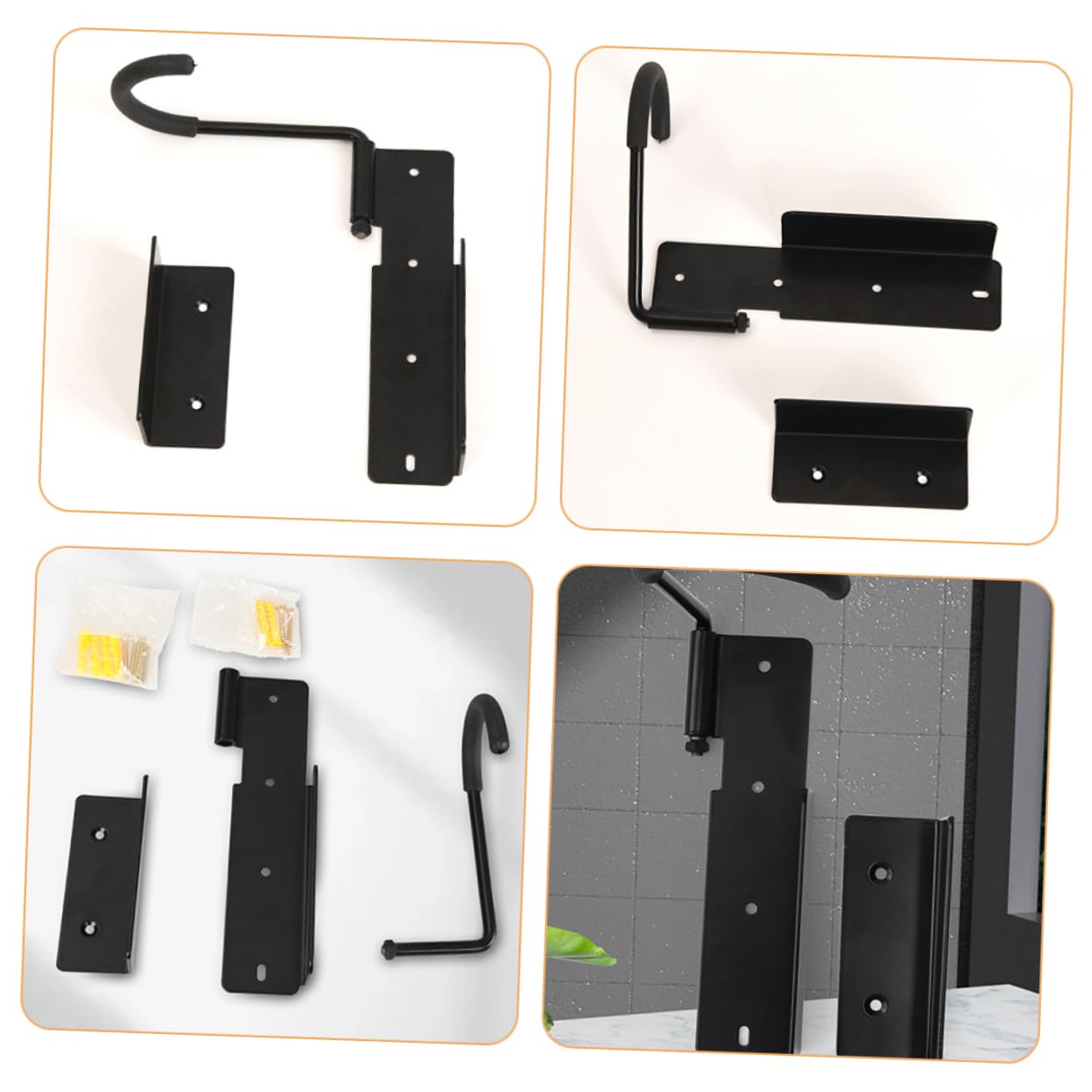 Sturdy IWOWHERO Garage Bike Hangers - 2 Pack Wall Mounted Bike Storage Rack, Heavy Duty Metal Bike Hooks for MTB, Road & Folding Bikes - Easy Installation, Space Saving Solution for Home, Garage & Shed Organization