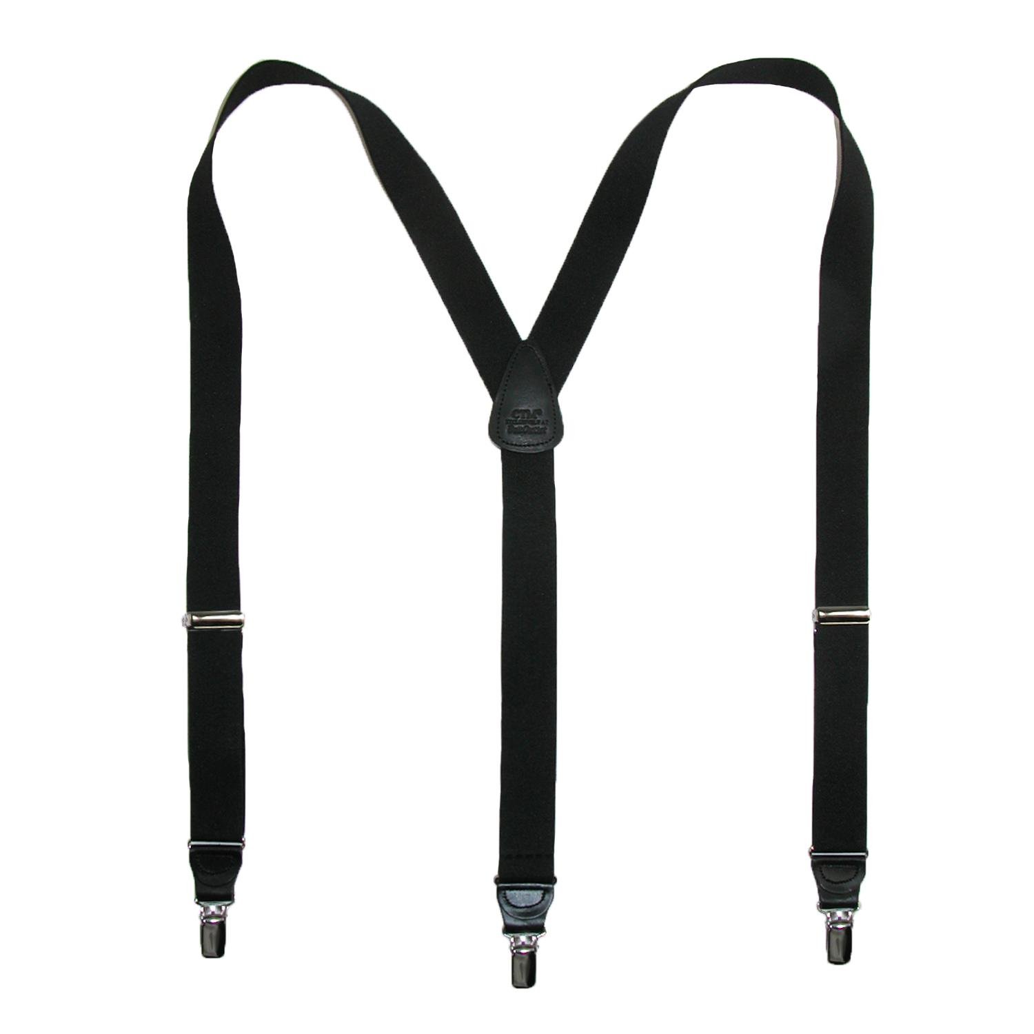 CTM® Men's Big & Tall Elastic Clip-On Suspenders - Premium Solid Color Adjustable Shoulder Straps for Formal Wear & Business Attire