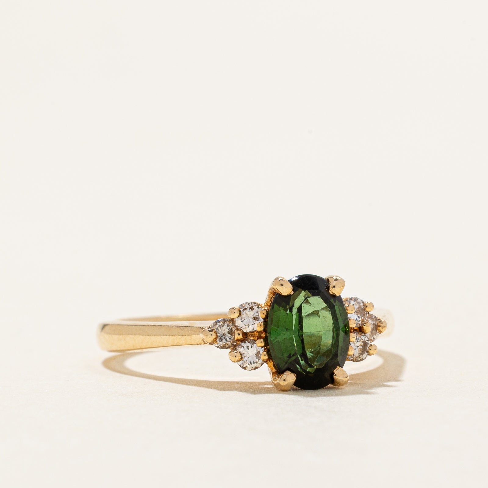 1.16ct Green Tourmaline & 0.18ct Diamond Ring - Size 8.5 | Elegant Gemstone Jewelry for Women | Perfect for Engagement, Anniversary & Special Occasions