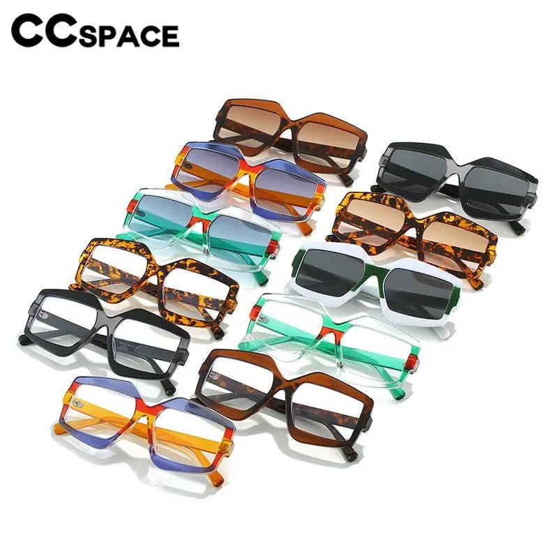 CCspace Unisex Full Rim Square Plastic Eyeglasses & Sunglasses 56825 - Stylish Reading Glasses for Men and Women, Perfect for Office, Driving, and Outdoor Activities