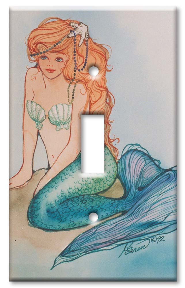 Mermaid Art Switch Plate - Single Toggle Wall Plate Cover for Home Decor & Bedroom