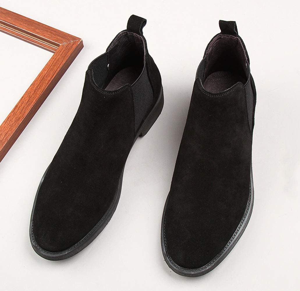 Santimon Men's Chelsea Ankle Boots - Suede Casual Boots for Men in Black & Orange | Comfortable Slip-On Shoes for Work, Outdoor & Daily Wear