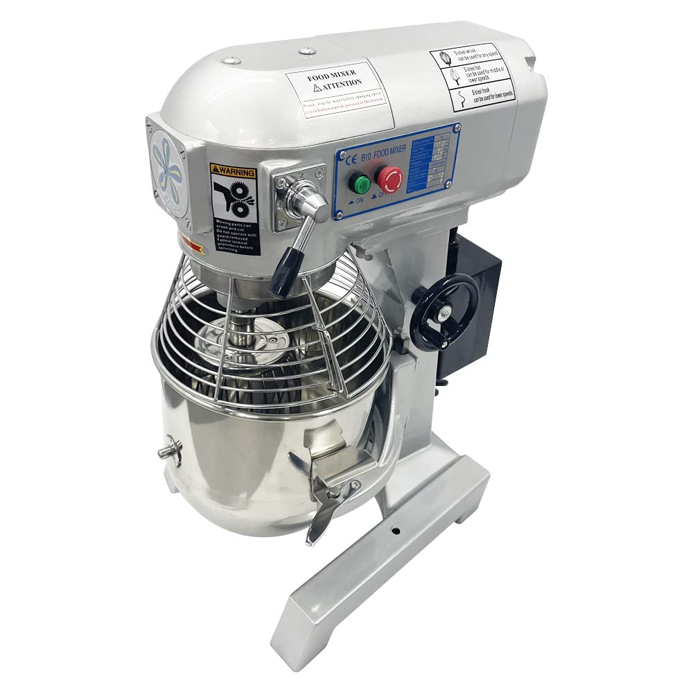 TECHTONGDA 10Qt Commercial Stainless Steel Dough Mixer - 450W Heavy Duty Stand Mixer with Kneading Hook for Baking (110V) | Perfect for Bakeries, Restaurants & Home Kitchens