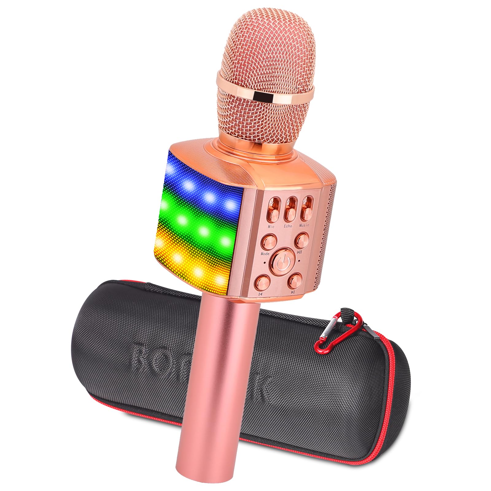 BONAOK Portable Bluetooth Karaoke Microphone with Built-in Speaker - Wireless Singing Mic for Kids & Adults, Birthday Gift, Party, Travel - Compatible with iPhone, Android, iPad, PC, Sony (Rose Gold Plus) | Perfect for Home Karaoke, Road Trips & Family Gatherings