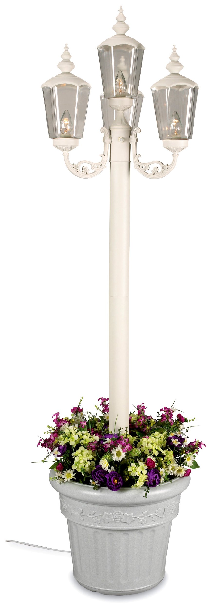 Patio Living Concepts 431 White Cambridge Park 85-inch Outdoor Lantern Planter Lamp – Decorative Garden Lighting for Patio, Porch, and Backyard Landscaping