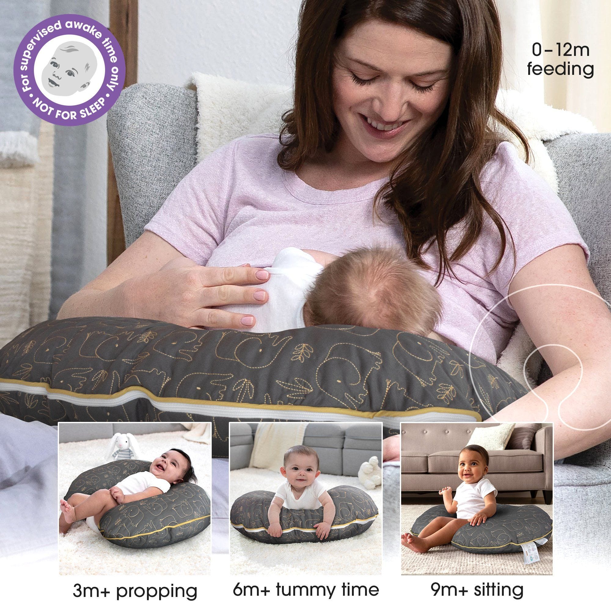 Boppy Luxe Slipcovered Nursing Pillow - Soft & Supportive Breastfeeding Pillow for New Moms, Comfortable Baby Feeding Support for Nursing, Bottle Feeding & Tummy Time