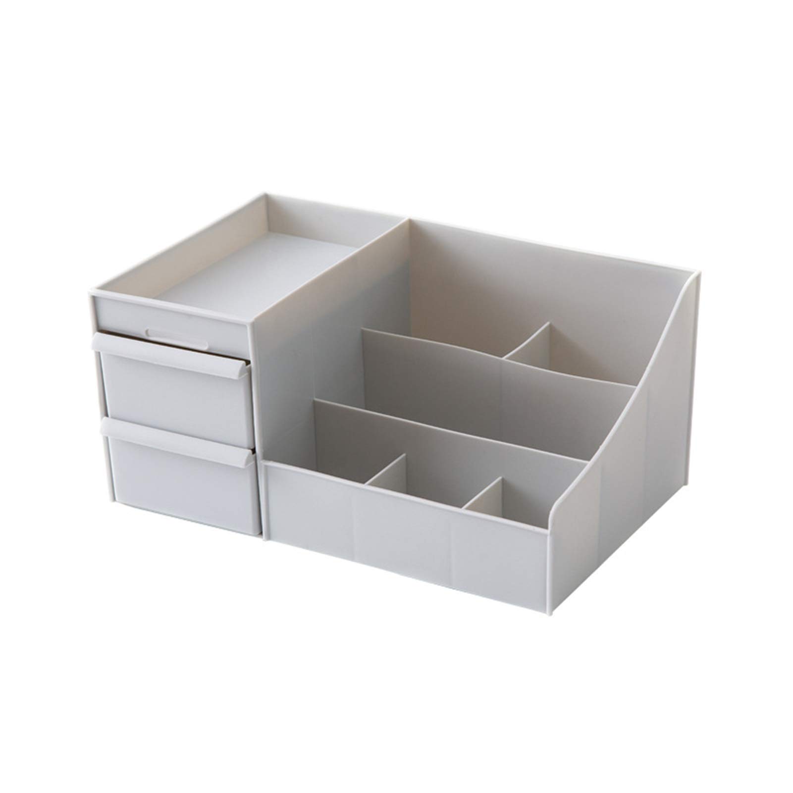 HUOQILIN Large Cosmetic Storage Box with Drawers - Organizer for Jewelry, Nail Polish, Makeup & Bathroom Essentials - Gray Desktop Organizer for Vanity, Dressing Table & Bedroom Decor