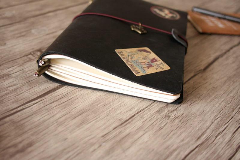 Premium Custom Black Leather Notebook - Personalized Journal for Writing, Note Taking & Gift Giving - Perfect for Business, School & Travel Use