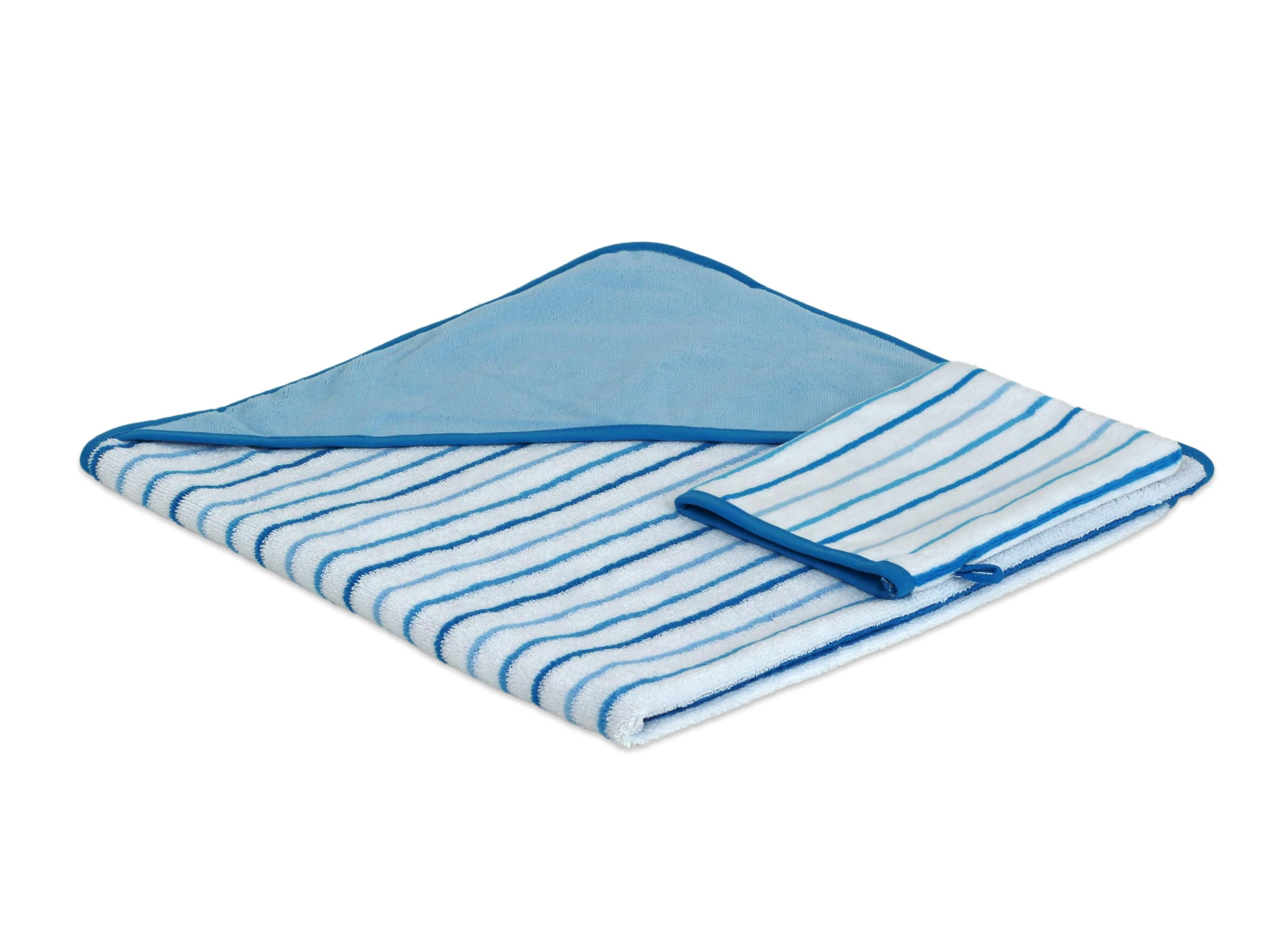 Premium Turkish Cotton Hooded Baby Bath Towel & Wash Glove Set - Soft & Absorbent, Blue Striped - Perfect for Newborns, Infants & Toddlers - Ideal for Bath Time, Spa & Nursery Essentials