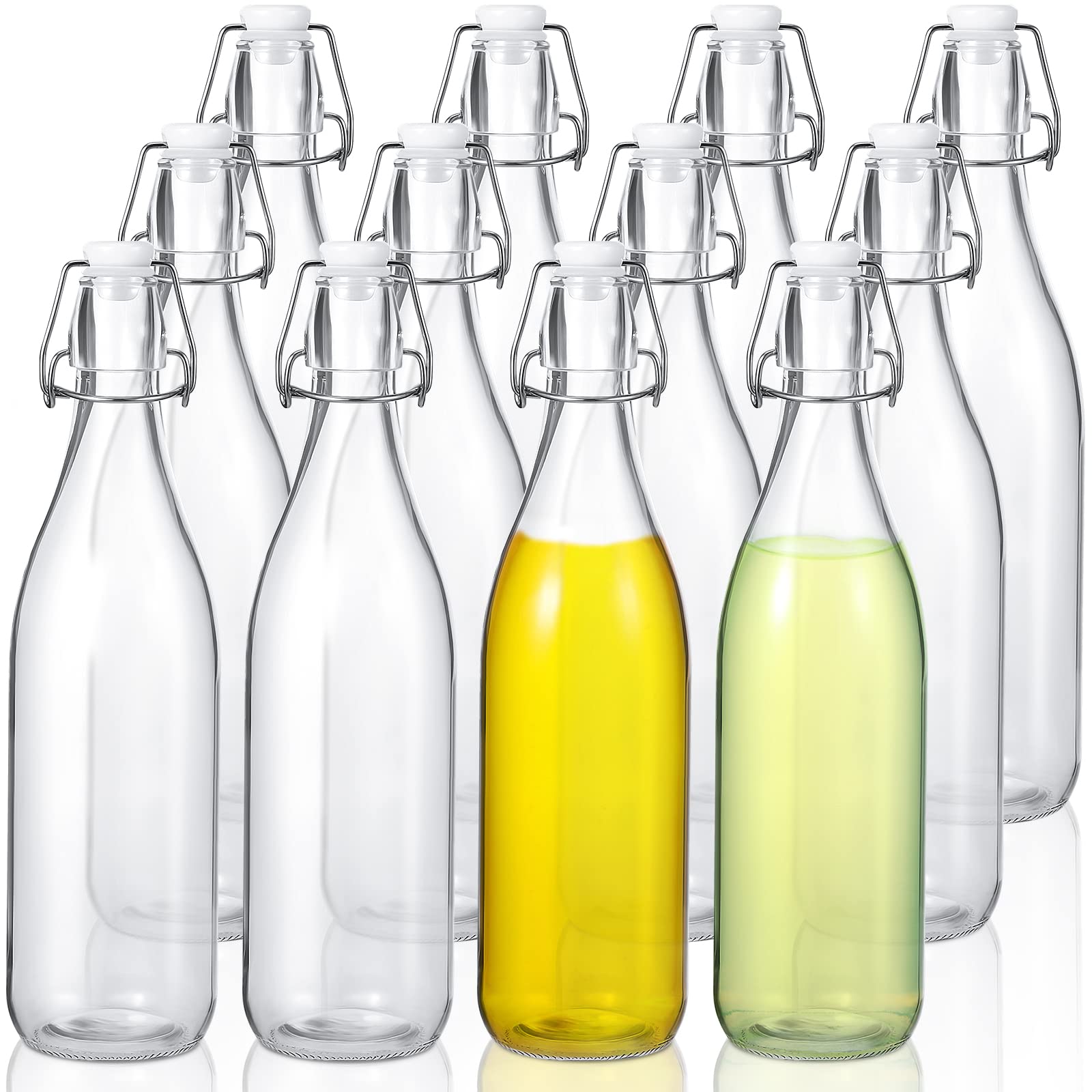 Aoriher 25 oz Flip Top Glass Bottles with Airtight Lids - 12 Pack White Home Brewing Bottles for Kombucha, Beer, Water, Soda, Syrup & Kefir | Perfect for DIY Fermentation, Storage & Gifting