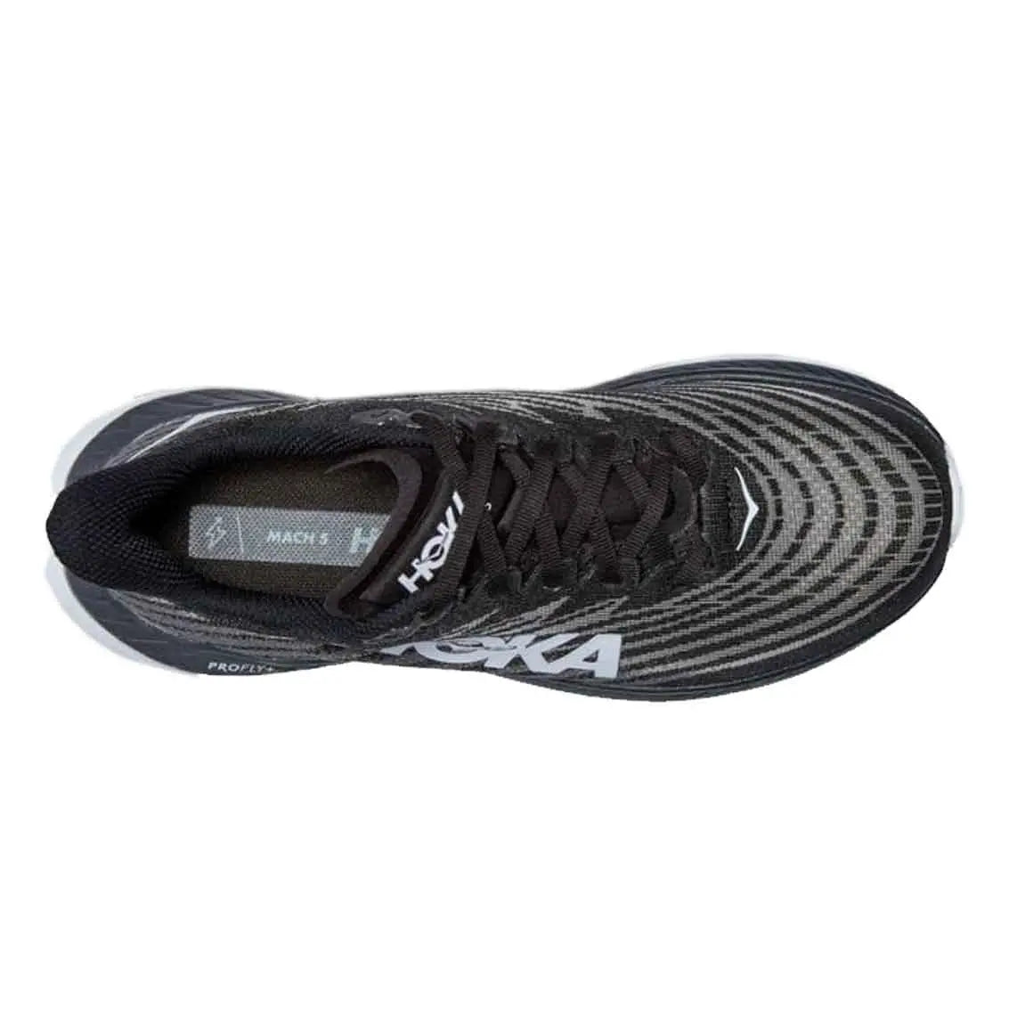HOKA Mach 5 Women's Running Shoes (Wide Width) - Black/Castlerock | Lightweight Cushioned Road Shoes for Marathon Training & Everyday Jogging