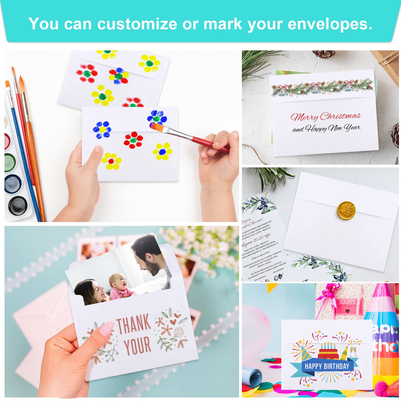 70 Pack A2 White Self-Seal Invitation Envelopes for 4.5x5.5 Cards - Perfect for Wedding Invitations, Greeting Cards, RSVP, Photos & Postcards | Bulk Envelopes for Mailing & Stationery