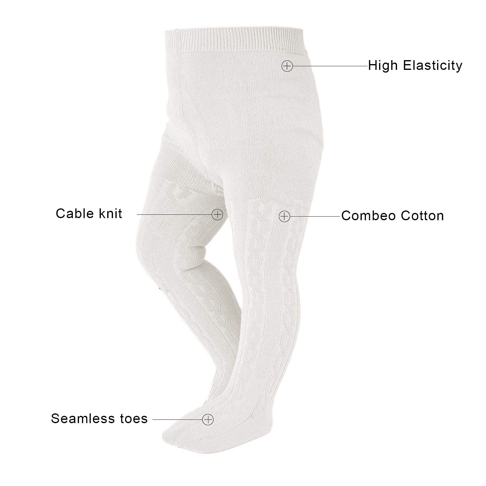 Baby Girls Seamless Cable Knit Tights with Bow - Soft Cotton Toddler Leggings for Newborns & Infants | Perfect for Playtime, Nursery & Winter Outfits