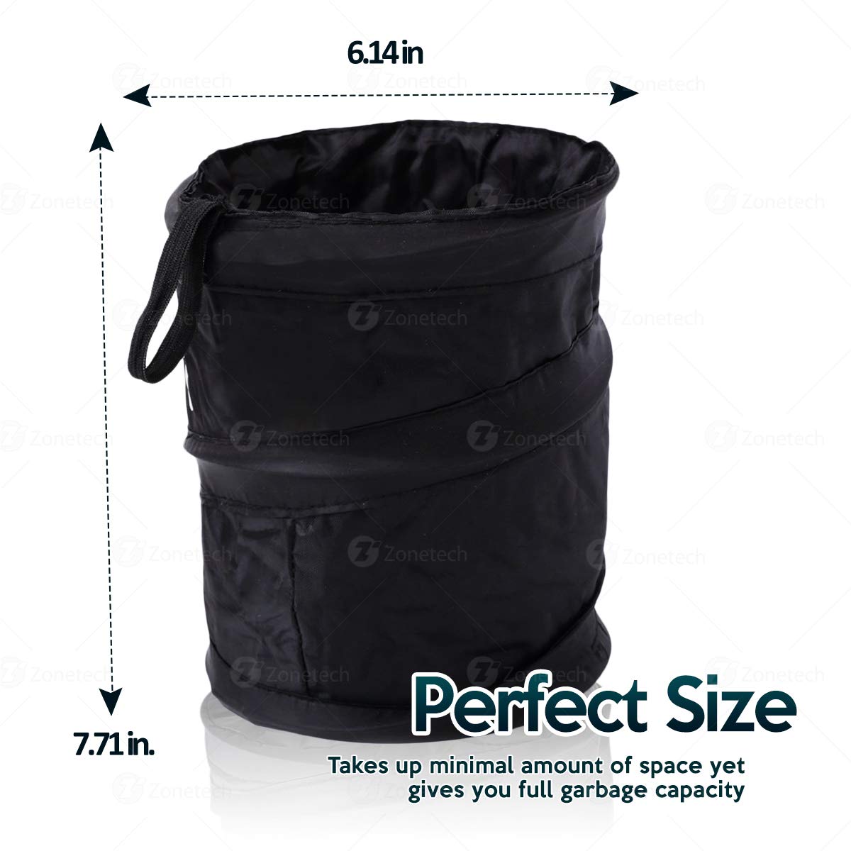 ZONETECH Collapsible Pop-Up Leak Proof Car Trash Can - Portable Travel Garbage Bin for Vehicle, SUV, Truck & Road Trips - Black (1 Pack) - Perfect for Road Trips, Camping & Daily Commute