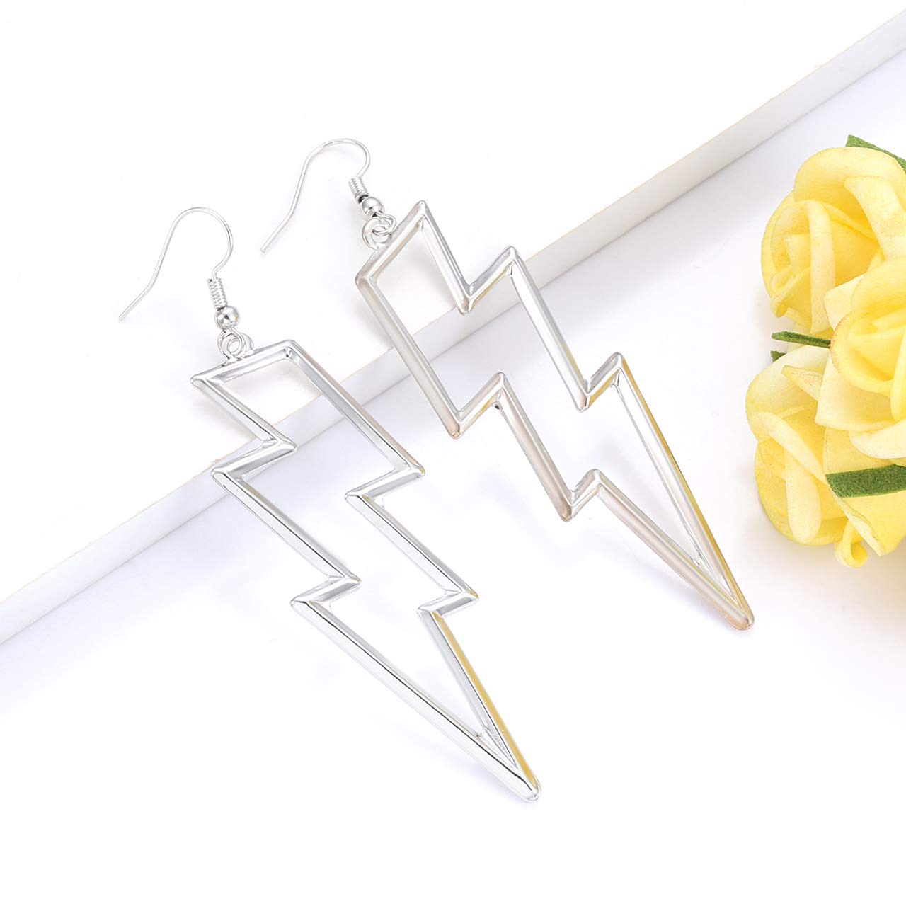 Lightning Bolt Drop Dangle Earrings for Women - Punk Fashion Statement Jewelry with Thunder Hook Design - Perfect for Parties, Concerts and Gothic Outfits