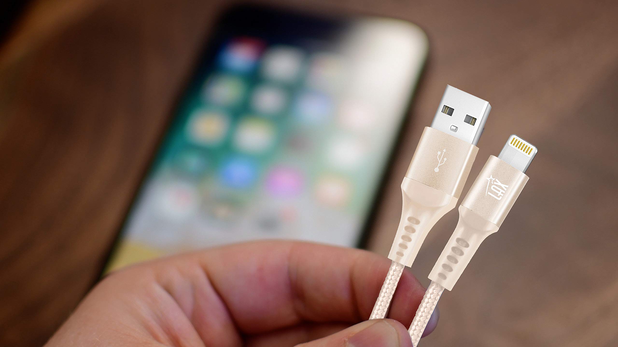MFi Certified iPhone Charger Lightning Cable - 6ft Durable Braided USB Cord for iPhone 14/13/12/11/X/8 & iPad - Fast Charging & Data Sync - Perfect for Home, Office & Travel Use