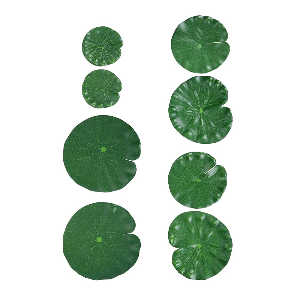 8pcs Artificial Lotus Leaves for Aquarium - Floating Water Lily Pads Decor, Fake Pond Plants for Fish Tank, Terrarium & Water Garden Decoration - Realistic EVA Foam Aquatic Plants for Home & Office Decor