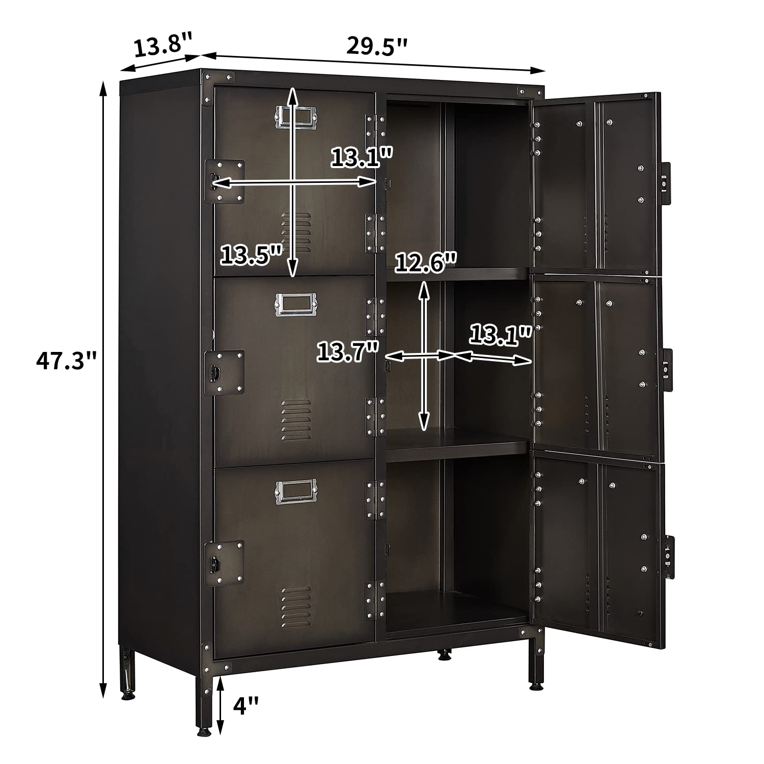 Industrial Steel Locker Cabinet - 47.3