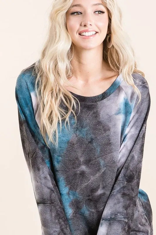 BiBi Tie Dye Sweater Knit Top for Women | Trendy Boho Chic Pullover | Perfect for Fall Fashion, Casual Outings & Cozy Layering