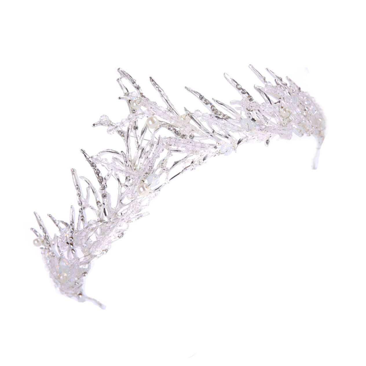 Beavorty Crystal Princess Tiara Headpiece - Vintage Bridal Hair Jewelry for Weddings, Prom, Pageants & Costume Parties - Elegant White Bride Headband with Retro Decor