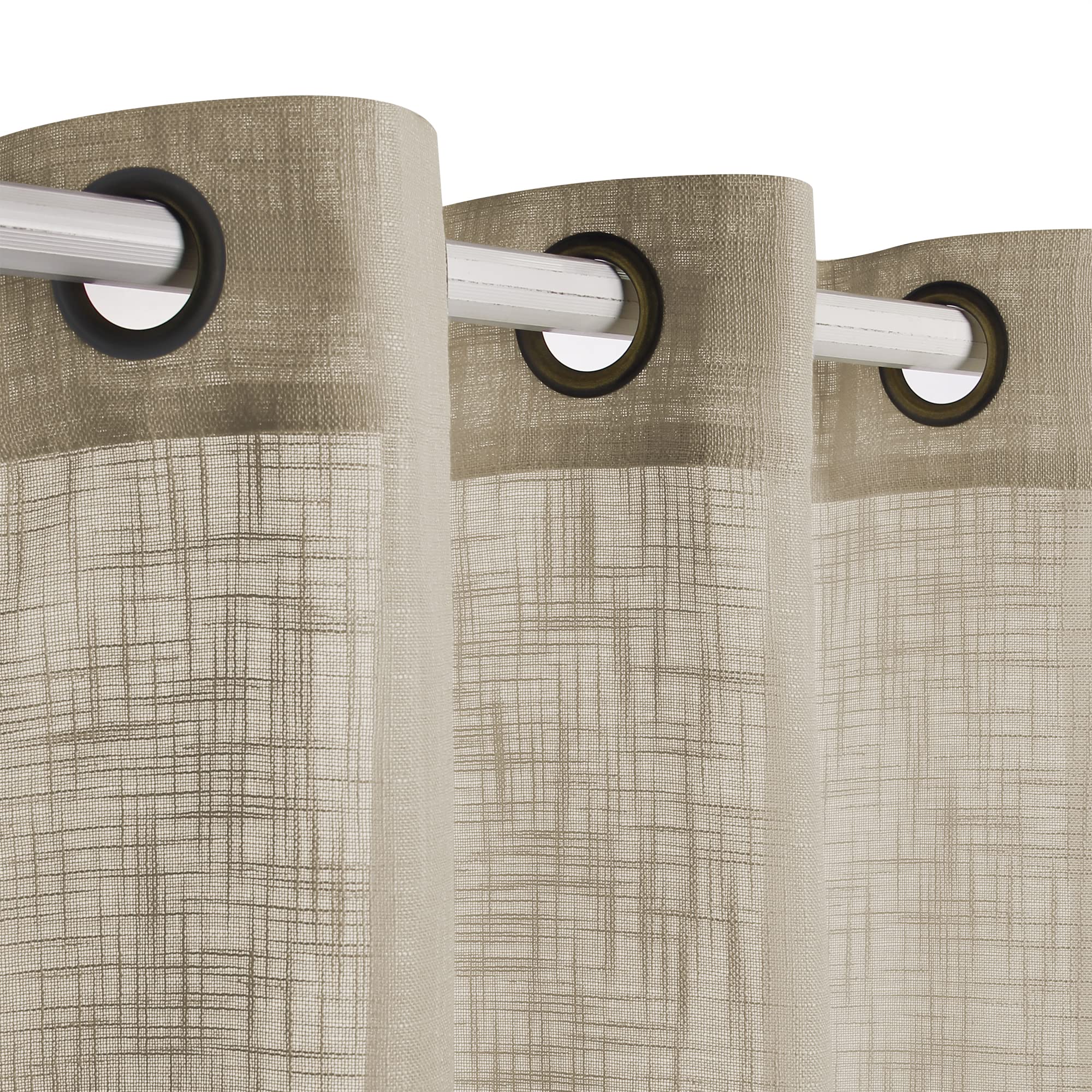 VOILYBIRD Palma Linen Textured Semi-Sheer Window Curtains - 52