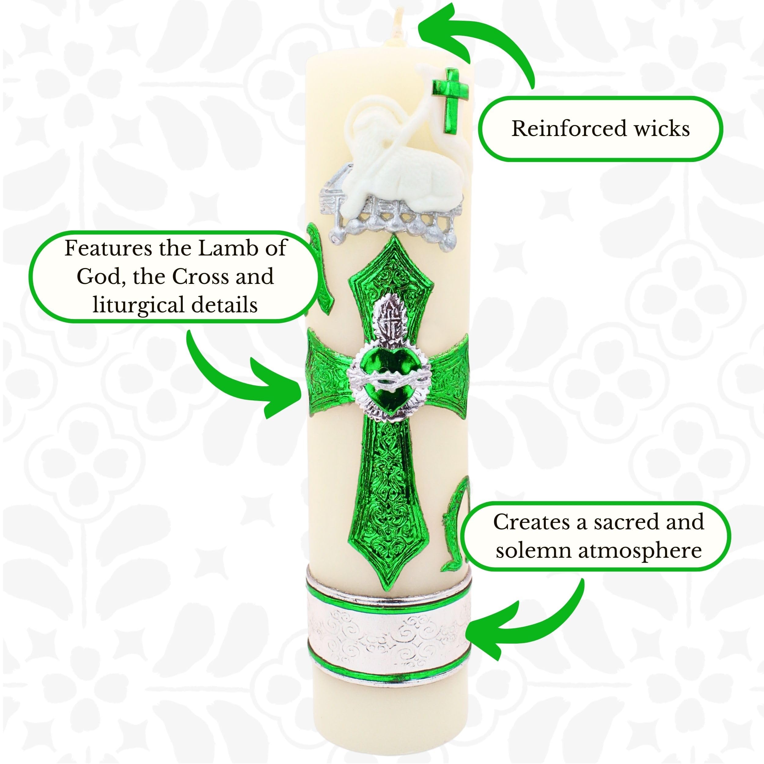 Large Catholic Religious Candles - Easter Paschal Candle - Big Catholic Prayer Candles - Saint Candles & Our Lady of Guadalupe Devotional Candles - Catholic Paschal Candles for Church Altar, Home Prayer & Religious Ceremonies