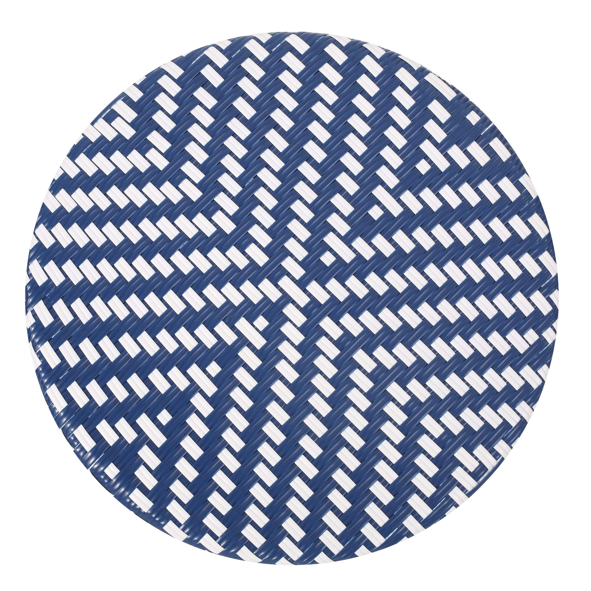 Christopher Knight Home Picardy Bistro Table - Navy Blue & White Bamboo Print Finish Outdoor Patio Dining Set for Small Spaces